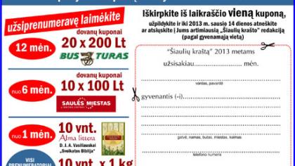 Visiems „Šiaulių krašto“ prenumeratoriams – dovanos ir tradicinis konkursas